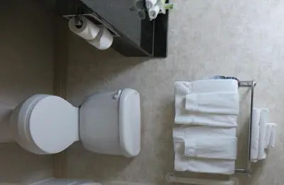 a bathroom with a toilet paper dispenser and towels at Holiday Inn Express Hotel & Suites Lebanon by IHG in Lebanon