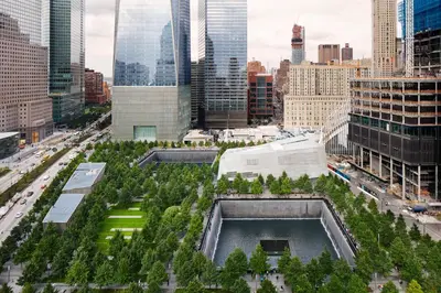an aerial view of a city with tall buildings at Club Quarters Hotel World Trade Center, New York in New York