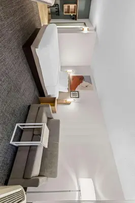 an overhead view of a stairs with a refrigerator at Spark By Hilton Bensalem Philadelphia in Bensalem