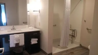 a bathroom with a sink and a shower at Homewood Suites by Hilton Philadelphia Plymouth Meeting in Plymouth Meeting