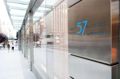 a view of a glass wall in a building at Hilton Club West 57th Street New York in New York