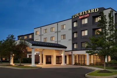 a rendering of the front of a hotel at Courtyard by Marriott Philadelphia Montgomeryville in North Wales