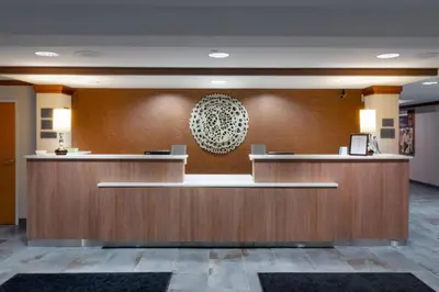 a lobby of a hospital with a reception counter at Fairfield Inn by Marriott Hazleton in Hazleton