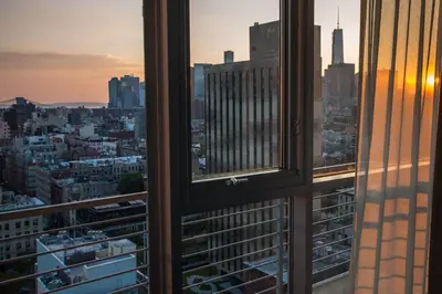 a view from the window of a skyscraper at Hotel on Rivington in New York