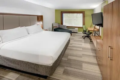 a hotel room with a large bed and a television at Holiday Inn Express Woodbridge by IHG in Avenel