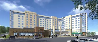 a rendering of a building with cars parked in a parking lot at Embassy Suites By Hilton Berkeley Heights in Berkeley Heights