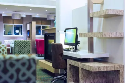 a room with a desk with a computer on it at Residence Inn by Marriott Philadelphia Glen Mills/Concordville in Glen Mills
