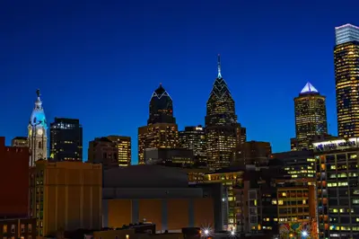 a view of a city skyline at night at Best Western Plus Philadelphia Convention Center Hotel in Philadelphia