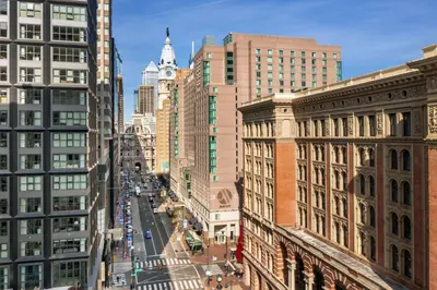 a view of a city street with tall buildings at Philadelphia Marriott Downtown in Philadelphia