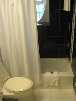 a bathroom with a white toilet and a bath tub at Fitzpatrick Grand Central in New York