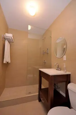 a bathroom with a sink and a shower at Hotel Five44 in New York