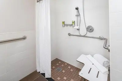 a bathroom with a shower and a toilet at Element Times Square West in New York