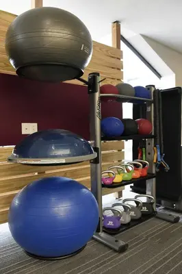 a gym with a bunch of balls and a ball at Courtyard Philadelphia Devon/Villanova in Wayne