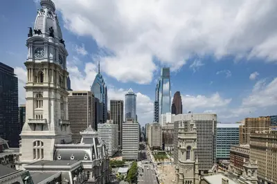 a view of a city with a clock tower at The Notary Hotel, Philadelphia, Autograph Collection in Philadelphia