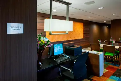 an office with a desk with a computer on it at Fairfield Inn by Marriott East Rutherford Meadowlands in East Rutherford