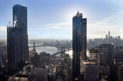 a view of a city skyline with a bridge at M Social Hotel New York Downtown in New York
