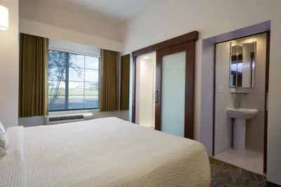 a bedroom with a bed and a sink and a window at SpringHill Suites Quakertown Pennsylvania in Quakertown