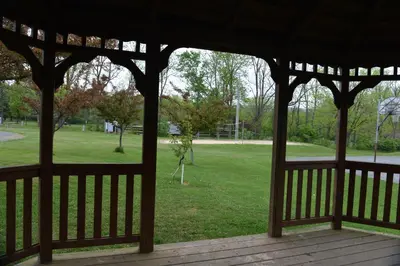 a gazebo with a view of a park at Appalachian Camping Resort Park Model 2 in Shartlesville