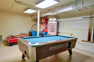 a billiard room with a pool table in it at Sun Valley Campground Cottage 4 in Maple Grove Park
