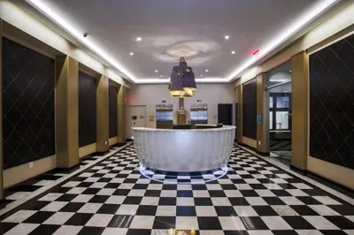 a lobby with a checkered floor at Fairfield Inn & Suites by Marriott Philadelphia Downtown/Center City in Philadelphia