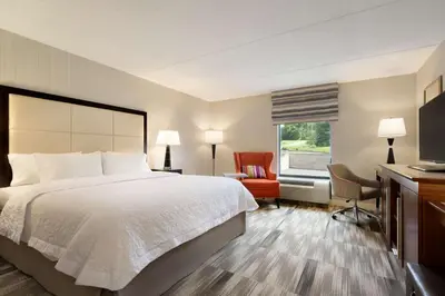 a hotel room with a bed and a window at Hampton Inn Lehighton - Jim Thorpe in Lehighton