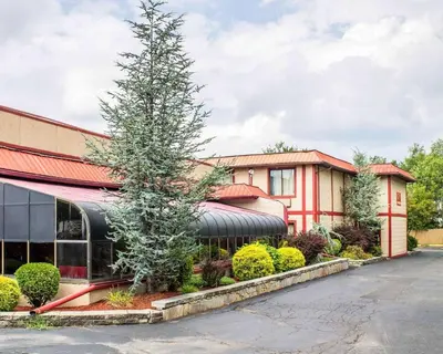a building with a tree in the front of it at Econo Lodge Scranton near Montage Mountain in Scranton