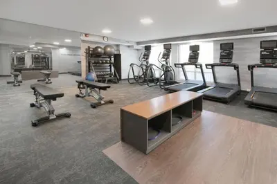 a gym with several exercise equipment in a room at Fairfield Inn & Suites by Marriott Pottstown Limerick in Pottstown