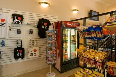 a store with a refrigerator in a store at Meadowlands Plaza Hotel in Secaucus
