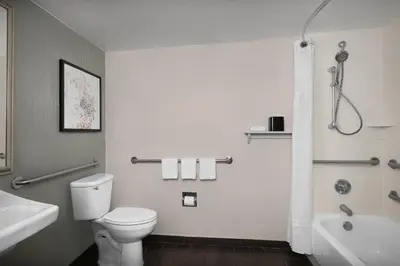 a bathroom with a white toilet and a shower at Hilton Garden Inn Philadelphia-Fort Washington in Fort Washington