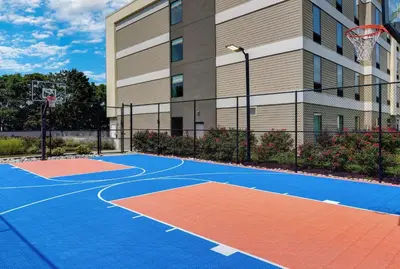 a basketball court in front of a building at Home2 Suites By Hilton Bordentown in Bordentown