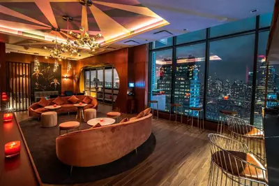 a hotel lobby with a view of a city at Aliz Hotel Times Square in New York