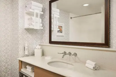 a bathroom with a sink and a mirror at Hampton Inn & Suites Hershey Near the Park in Hummelstown