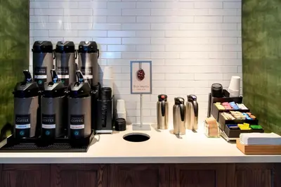 a counter with a bunch of products on it at Fairfield Inn & Suites by Marriott Philadelphia Valley Forge/Great Valley in Berwyn
