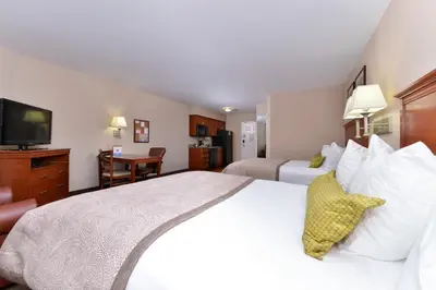 a hotel room with a large bed and a television at Candlewood Suites Elmira Horseheads by IHG in Horseheads