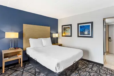a bedroom with a large bed and a blue wall at Best Western Westgate Inn in York