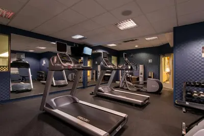 a gym with treadmills and ellipticals in a room at Holiday Inn Express and Suites Dickson City by IHG in Dickson City