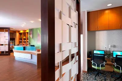 an office with a desk and a computer in a room at SpringHill Suites by Marriott Scranton Montage Mountain in Moosic