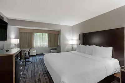 a hotel room with a large bed and a desk at Best Western Plus Reading Inn & Suites in Reading