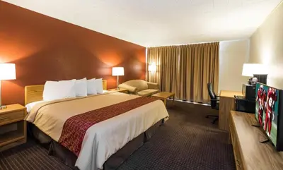 a hotel room with a bed and a television at Days Inn by Wyndham Williamsport in Williamsport