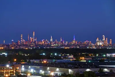 a view of a city at night with at Hilton Hasbrouck Heights-Meadowlands in Hasbrouck Heights