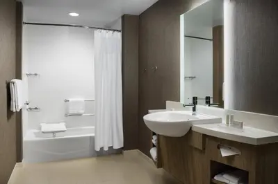a bathroom with a sink and a toilet and a tub at SpringHill Suites by Marriott Philadelphia West Chester/Exton in Exton