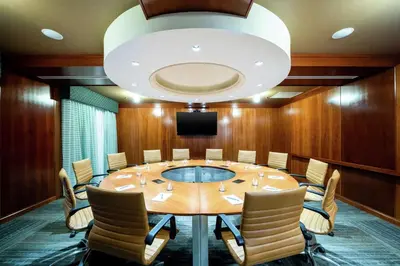 a conference room with a large table and chairs at Homewood Suites by Hilton Philadelphia-Valley Forge in Audubon