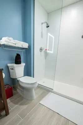 a bathroom with a toilet and a shower at The Alder in Monticello