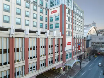 an overhead view of a building in a city at Hilton Garden Inn Philadelphia Center City in Philadelphia