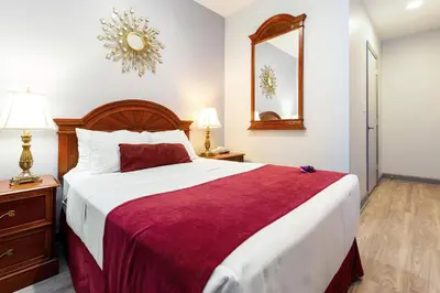 a bedroom with a large bed and a mirror at Hotel St. James in New York
