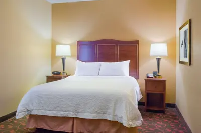 a hotel room with a bed and two lamps at Larkspur Landing Carlisle in Carlisle