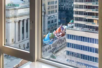 a view of a city from a window at Hilton Garden Inn West 35th Street in New York