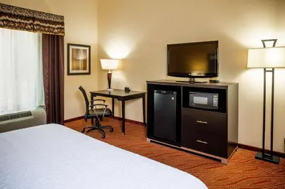 a hotel room with a bed and a flat screen tv at Hampton Inn Limerick in Limerick