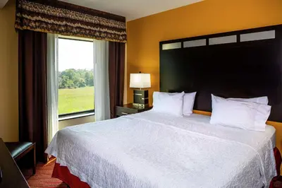 a hotel room with a large bed and a window at Hampton Inn Limerick in Limerick