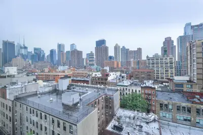 an aerial view of a city with tall buildings at Holiday Inn Express Manhattan Midtown West by IHG in New York
